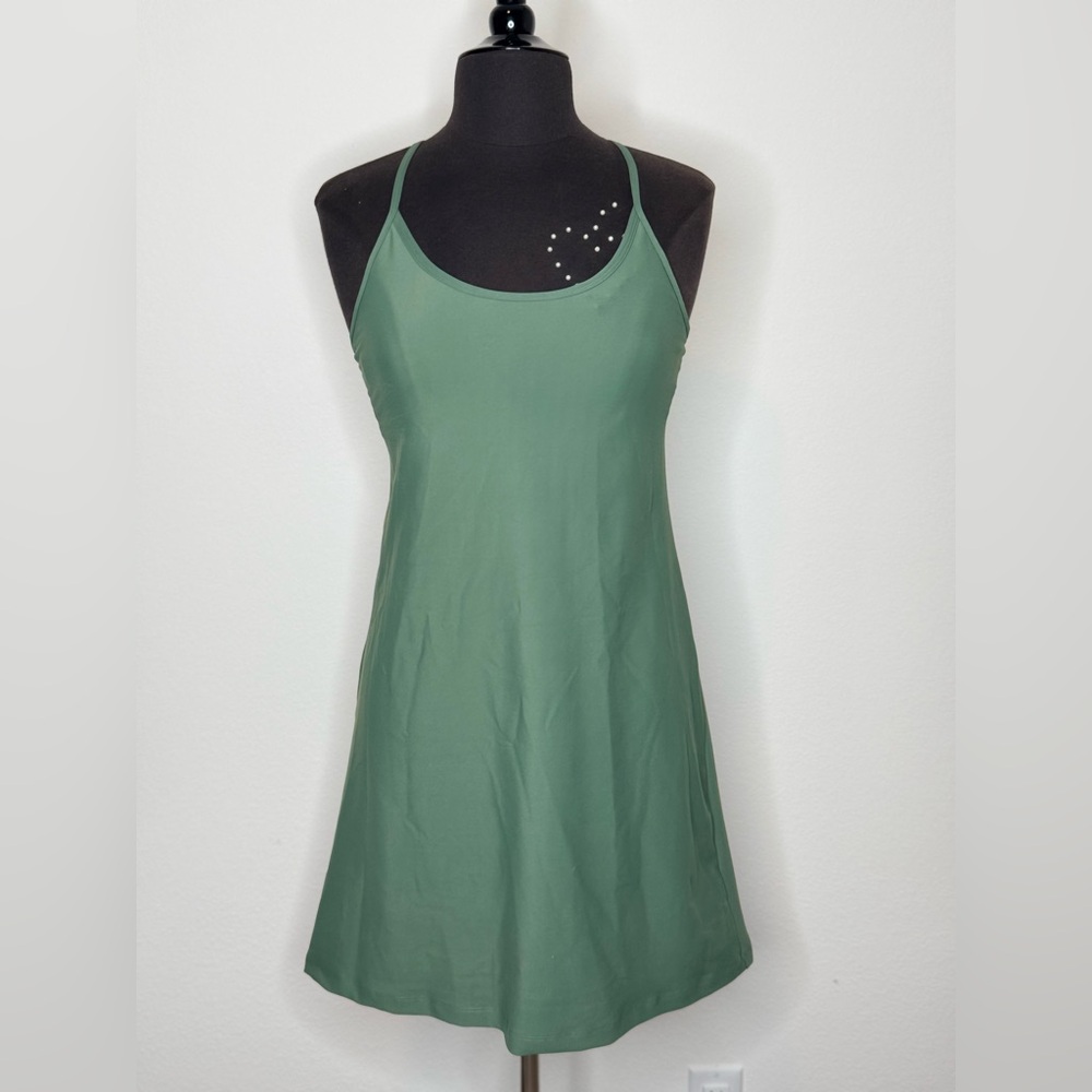 OLD NAVY Sleeveless PowerSoft Performance Racer-Back Mini Swing Dress Forest